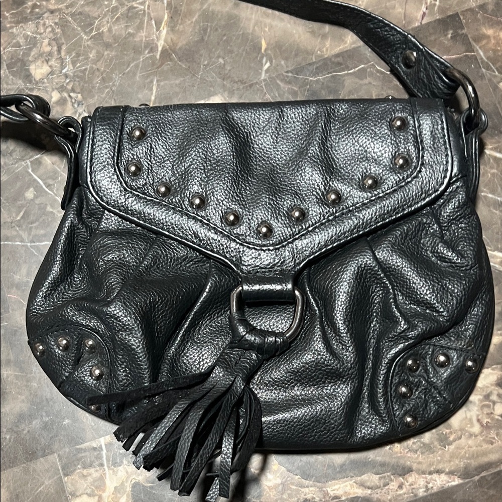 Aldo Black Leather Studded Women's Bag